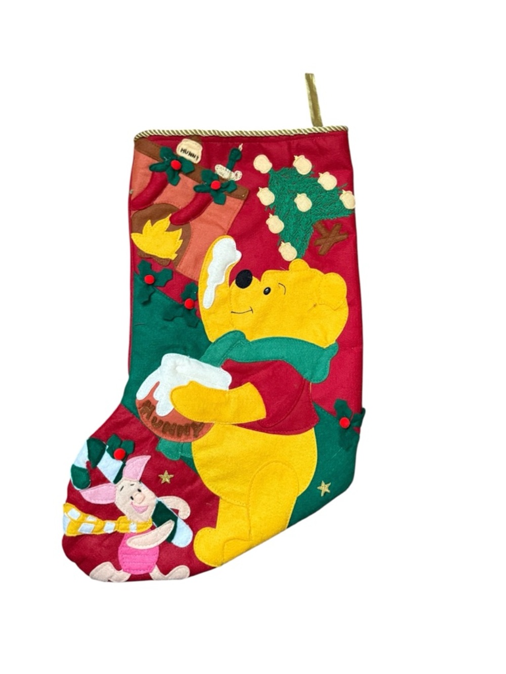 Vintage Disney Winnie the Pooh & Piglet Large Felt 3D CHRISTMAS STOCKING